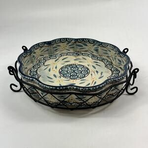 Temptations Old World 10" Baking Scalloped Pie Pan With Metal Serving Rack